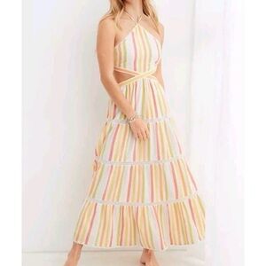 Aerie Striped Halter Maxi Dress Size SP